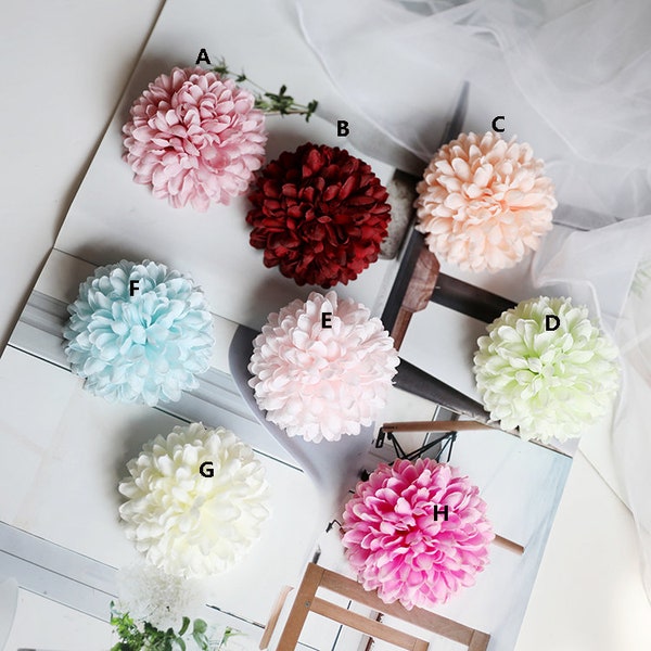 50 Köpfe Pom Pom Blumen Künstliche Simulation Chrysantheme Hochzeit Party Decor Florals DIY Hintergrund Diam.7cm