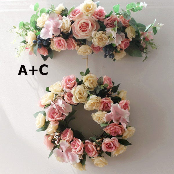 Ghirlanda Floreale Autunnale J'Floru 61 Cm - Artificiale Con Margherite E Lavanda, Per Porta D'Ingresso E Decorazioni Del Ringraziamento