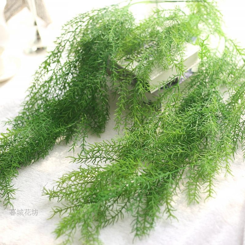 Bundle Artificial Hanging Plant Faux Leaves Grass Greenery Etsy