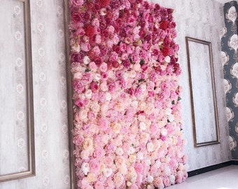 Gradual Color Floral Wall For Wedding Arrangement Fake Flower Wall Backdrop Bridal Shower Event Salon Party Photography Panel 15.75"x23.62"