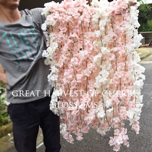10 pçs artificial cereja floral sakura flor rattan para cenário de casamento ao ar livre decoração videira casamento estrada chumbo floral para fotografia