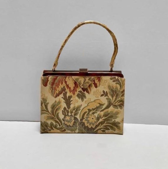 Vintage 50s 60s Crown Lewis Floral Tapestry Broca
