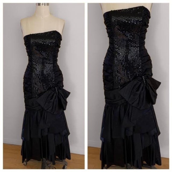 Vintage 80s 90s Prom Dress Evening Gown Zum Zum Bl