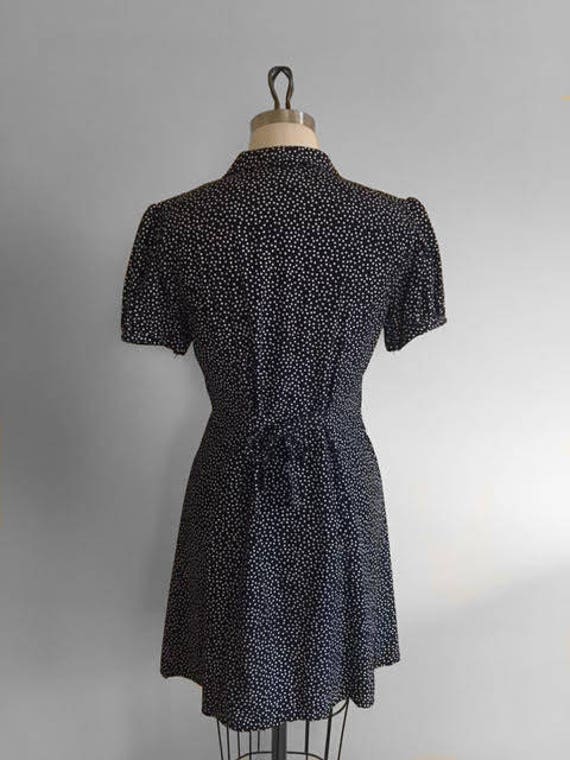Vintage 1990s Gwen Stefani Don't Speak Style Dress Navy Blue Polka Dot  Button Front Short Sleeve Shirt Dress Size Medium Rockabilly - Etsy
