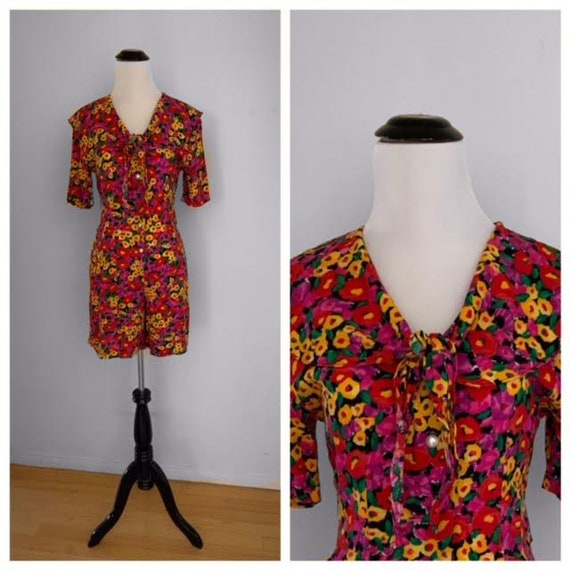 Vintage 90s Rampage Floral Short Sleeve Button Fr… - image 1