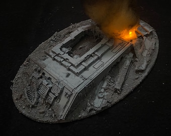 Wargames 28 mm Raumschiff Wrack szenische Basis, 170 mm Basis. Led beleuchtet.