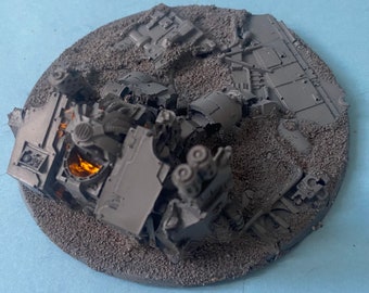 Basse ronde 100 mm wargames Dreadnought enflammé détruit, LED allumé