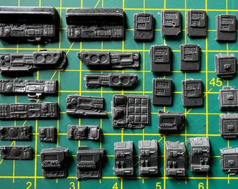 Resin Sci-Fi Greeblies. Maschine maschinelle Komponenten Computer Konsolen Türsteuergeräte x32