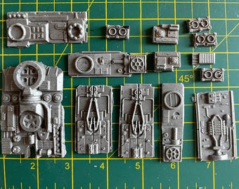 Sci-Fi-Greeblies aus Kunstharz. 14 Schiffsoberflächenkomponenten.