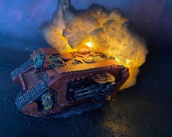 Led lit fire vehicle burning damage. Blast marker for  wargames.