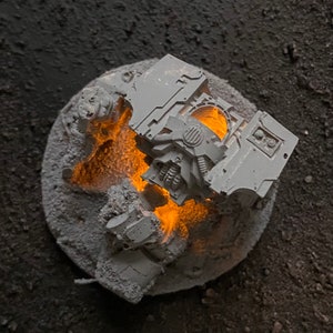 60mm wargames burning dreadnought led lit base.