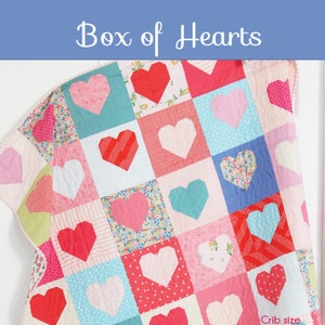 BOX of HEARTS Quilt Pattern #190 by Cluck Cluck Sew - 4 Sizes - Easy Fat Quarter Quilt Project - Crib, Throw, Twin, Queen (W6101)