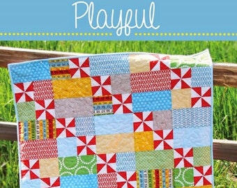 Playful Quilt Pattern #150 - New Little Pattern by Cluck Cluck Sew - Size 38&quot; x 45.5&quot; - Beginner Friendly Pattern (W2065)