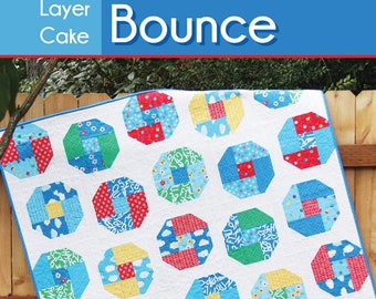 LAYER CAKE BOUNCE Quilt Pattern #184 by Cluck Cluck Sew - 5 Sizes - Beginner Friendly Fat Quarter or Layer Cake Quilt Project (W6095)