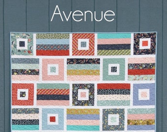 AVENUE Quilt Pattern #201 by Cluck Cluck Sew - Easy Beginner Friendly Quilt Project in 4 Sizes - Uses Jelly Roll Strips or Yardage (W7770)