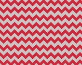 34 quot Remnant SMALL CHEVRON Holiday and School Color - Red Gray - Stripe Cotton Quilt Fabric - C400-04 - Riley Blake Designs Fabrics (W3324)