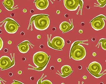 Snails Zola Dots Dark Coral Red 100/% Cotton fabric by the yard