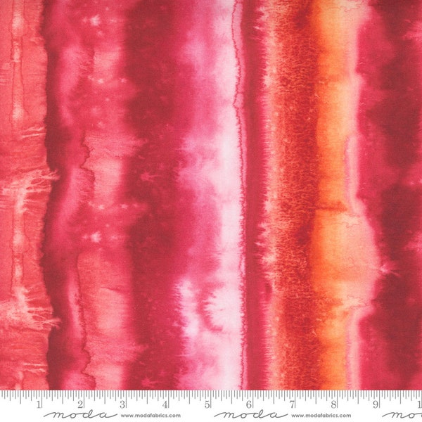 STARFLOWER CHRISTMAS - Northern Lights in Red - Orange Pink Stripe Cotton Quilt Fabric - 8484-14 - Create Joy Project - Moda Fabrics  W8039