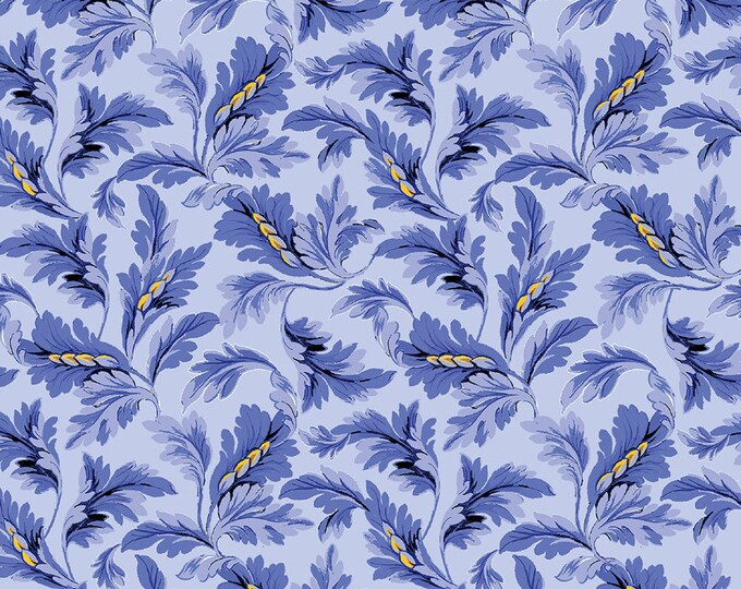 62" Remnant PETITE FLEUR - Acanthus Leaf Scroll in Powder Blue - Floral ...
