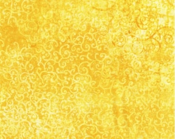 2/3 Yd Remnant SCROLLSCAPES II - Tonal Scrolls in Maize - Yellow Gold Cotton Quilt Fabric Blender - Dan Morris QT Fabrics - 24362-sz (W7281)