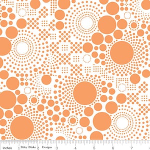 42" Remnant HIPSTERS - Pop Dots in Orange - Cotton Dot Quilt Fabric - C521-05 - RBD Designers for Riley Blake Designs Fabrics (W2443)