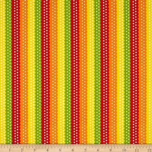 ON THE ROAD - Ribbon Stripe in Tomato Red - Green Stripes Cotton Quilt Fabric - Studio 8 for Quilting Treasures Fabrics - 26198-R (W5333)