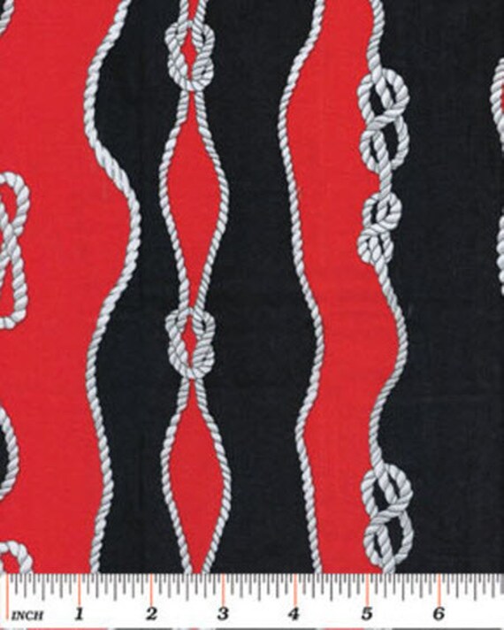 1-3/4 Yard REMNANT Cabana II - Sailor's Knot in Navy and Red