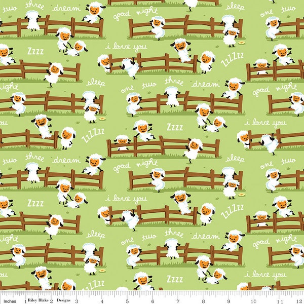 HARMONY FARM - Sheep Dream in Green - Cotton Quilt Fabric - Shawn Wallace for Riley Blake Designs Fabrics - C6691-GREEN (W5182)