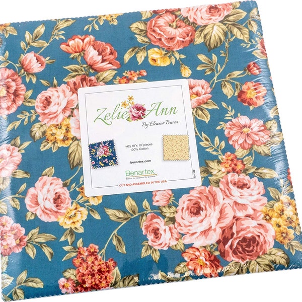 ZELIE ANN - Layer Cake -  (42) 10" X 10" Squares - Floral Cotton Quilt Fabric - Eleanor Burns for Benartex Fabrics - ZEL10PK (W7538)