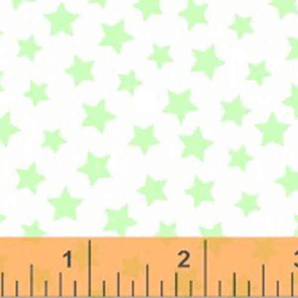 Windham Basic Pastels - Stars in Green / White - Pastel Basics Cotton Quilt Fabric Star - Windham Fabrics - 31641-13 (W4191)