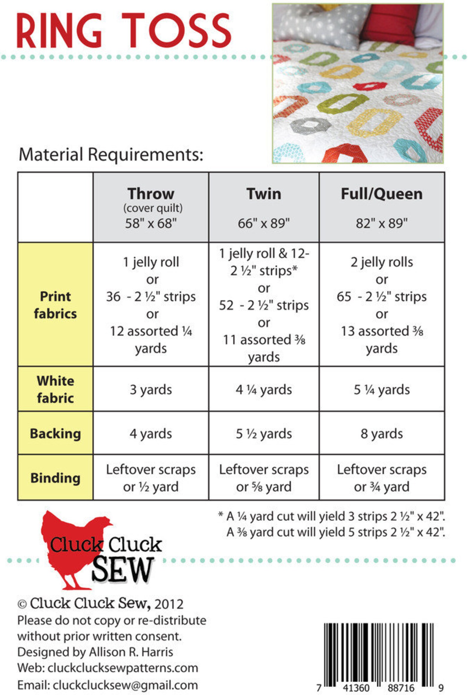 Ring Toss Quilt Pattern 134 by Cluck Cluck Sew Jelly Roll Etsy