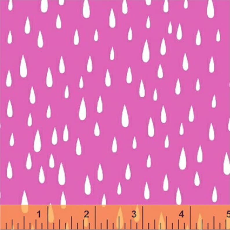 W4273 Spring Showers Cotton Rain Drops Quilt Fabric Another Point of View for Windham Fabrics Raindrops in Raspberry Pink 38958-1