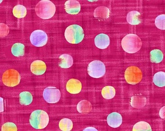 CALLIE - Dots in Fuchsia - Pink Purple Green Orange Polka Dot Cotton Quilt Fabric Blender - Quilting Treasures - 27130-P (W6360)