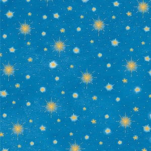 THREE WISE MEN - Stars in Blue - Metallic Gold Star Cotton Quilt Fabric - by Sarah Summers for Quilting Treasures Fabrics - 26403-B (W5839)