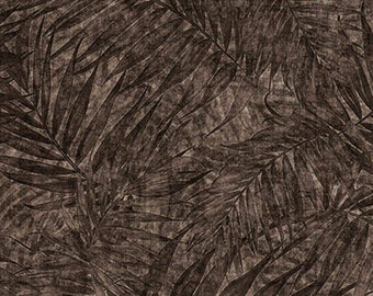 CARAVAN - Palm Leaves in Smoke- Grey Gray Black Leaf Cotton Quilt Fabric - Dan Morris for Quilting Treasures Fabrics - 26185-K (W4540)