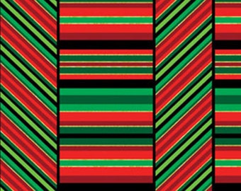 DECK THE HALLS - Rayures menthe poivrée, accents métalliques rouge vert - Tissu de courtepointe en coton de Noël - Benartex Fabrics - 6454 M-12 (W3482)