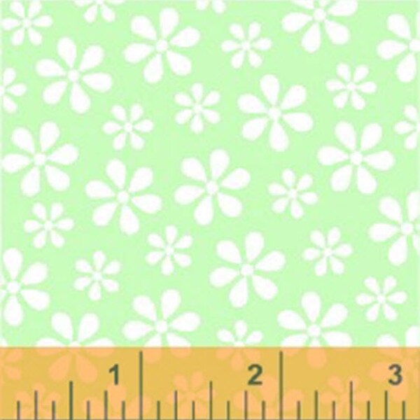 30" REMNANT Windham Basic Pastels - Daisy in Light Green / White - Pastel Basics Cotton Quilt Fabric - Windham Fabrics - 29399-13 (W4169)