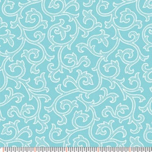 DAISY MAE - Joy in Sea Breeze Blue - Swirl Swirls Cotton Quilt Fabric - by E. Vive for Benartex Fabrics 1333-84 (W2834)