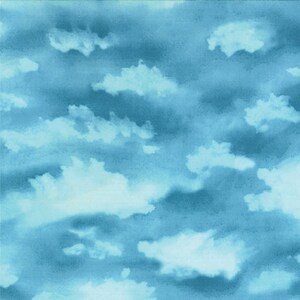 COASTAL BREEZE - Sky in Aqua Blue - Clouds Cotton Quilt Fabric - by Paul Brent for Moda Fabrics 39016-14 (W2720)