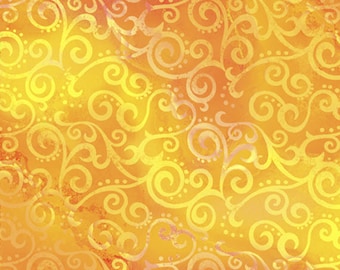 OMBRE SCROLL - Ombre Scroll in Canary Yellow - Blender Cotton Quilt Fabric - Swirl Swirls - Quilting Treasures Fabrics - 24174-SO (W4889)