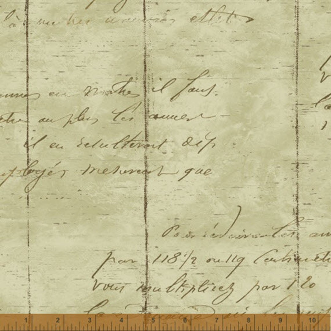 Postcards From the Lodge - Bark Script in Green - Cotton Quilt Fabric ...