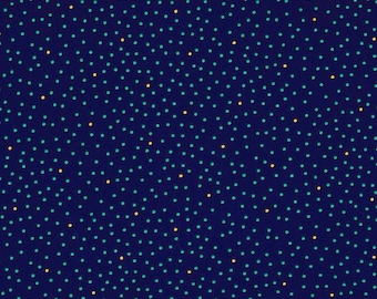 59" Remnant IMPERIAL PAISLEY - Dots in Navy Blue - Polka Dot Blender Cotton Quilt Fabric - Quilting Treasures Fabrics - 26040-N (W5277)