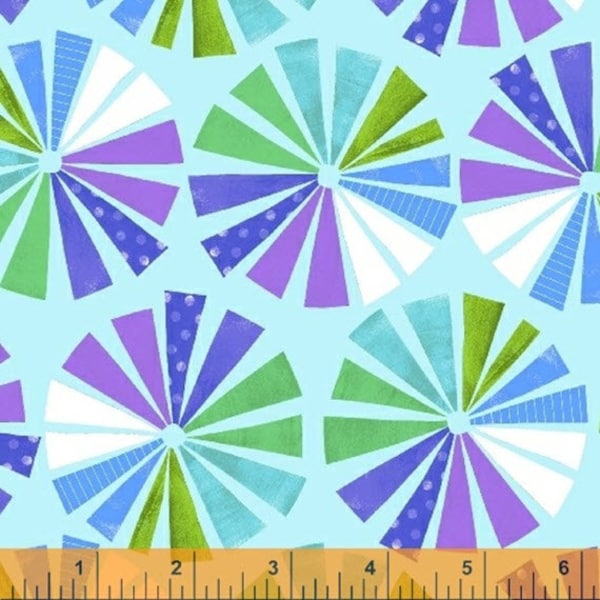 COLOR and COUNT - Prism in Light Blue - Purple Green Learning Cotton Quilt Fabric - by Jill McDonald for Windham Fabrics - 40673-2 (W3634)