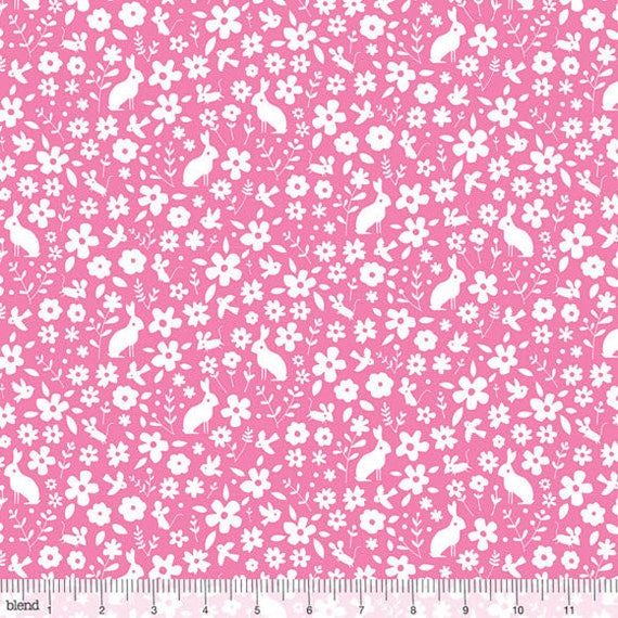 Hip Ay Garden Party In Pink And White Fl Bunnies - Blend Fabric Garden Party Hip Ay Garden Party In Pink And White Fl Bunnies - Blend Fabric Garden Party