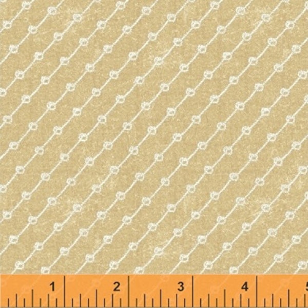 SHORELINE - Rope in Sand - Tan Beige Ropes Stripes Knots Cotton Quilt Fabric - Whistler Studios for Windham Fabrics 50113-4 (W4742)