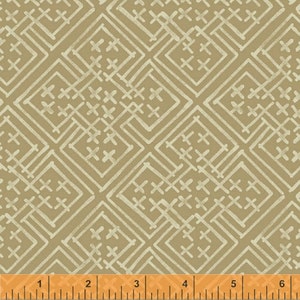 MIDNIGHT BLUES - Geometric in Tan - Cotton Quilt Fabric Blender - by Nancy Gere for Windham Fabrics - 37006-2 (W2194)
