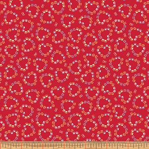 KITTY CITY - Heart Paw Prints in Red - Tiny Paws Cotton Quilt Fabric Blender - Andi Metz for Benartex Fabrics - 12470-10 (W7970)