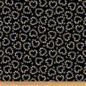 KITTY CITY - Heart Paw Prints in Black - Tiny Paws Cotton Quilt Fabric Blender - Andi Metz for Benartex Fabrics - 12470-12 (W7971)