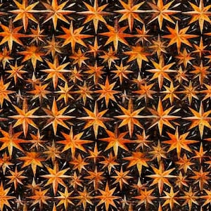 CREEPIN&#39; It REAL - Stars in Black - Orange Star Cotton Quilt Fabric - Morris Creative Group - QT Fabrics - 30390-J (W8909)