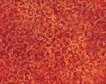 SCROLLSCAPES - Tonal Scrolls in Tomato Red - Caravan Cotton Quilt Fabric - Dan Morris for Quilting Treasures Fabrics - 24362-RO (W4526)